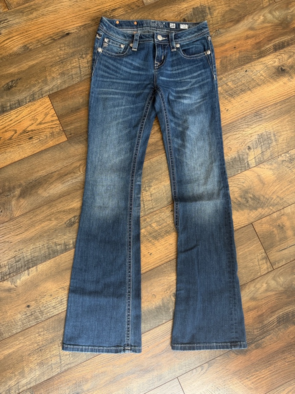 Girls Miss Me Dark Blue Flare Jeans